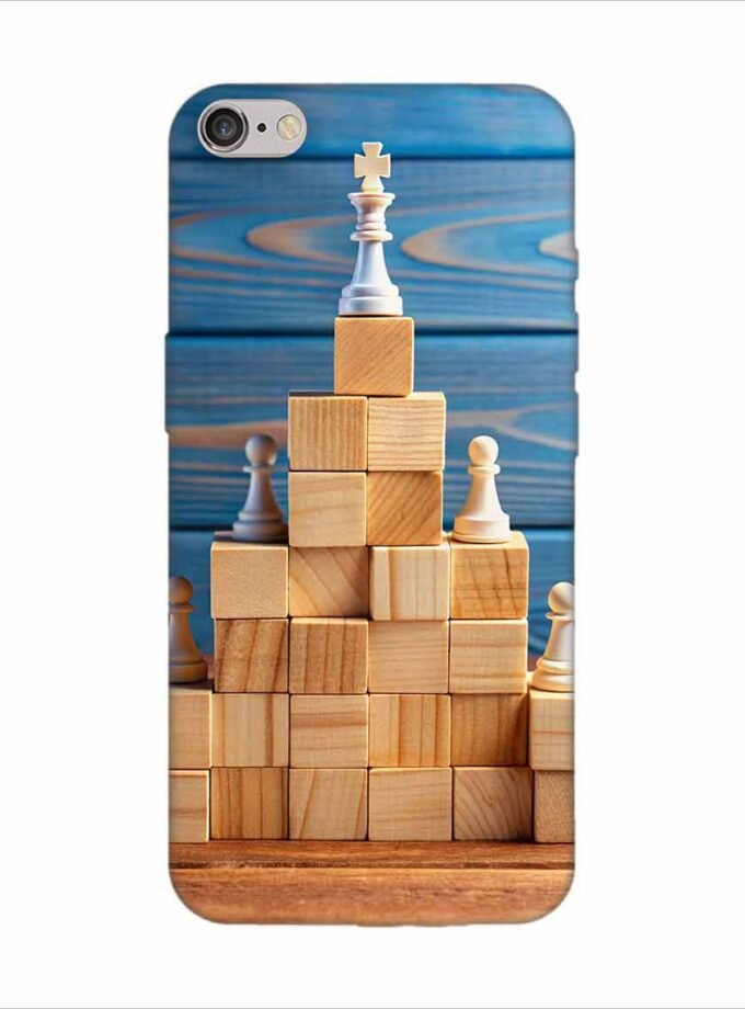 Apple Iphone 6S Logo Cut Back Case Covers Business Hierarchy Ranking Strategy Concept With Chess Pieces Standing Pyramid Wooden Building Blocks With King Top With Copy Space
