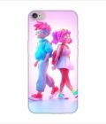 Apple Iphone 6S Logo Cut Back Case Covers Cartoon Characters Walking Pink Background With Blue Background Generative Ai
