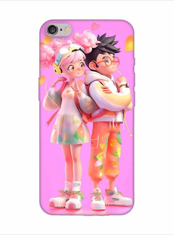 Apple Iphone 6S Logo Cut Back Case Covers Cartoon Couple Young Man Woman With Balloons Life Preserver Generative Ai