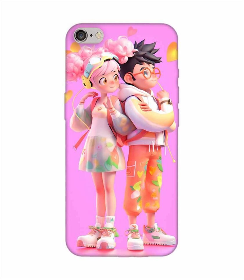 Apple Iphone 6S Logo Cut Back Case Covers Cartoon Couple Young Man Woman With Balloons Life Preserver Generative Ai