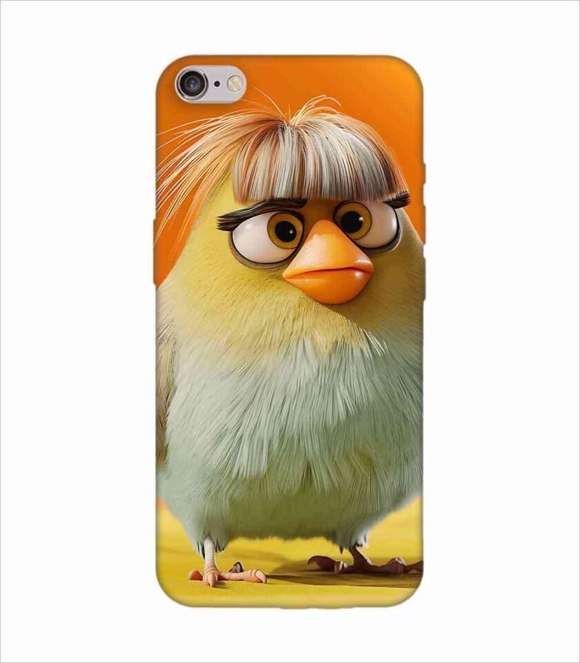Apple Iphone 6S Logo Cut Back Case Covers Close Up Bird With Wig Glasses