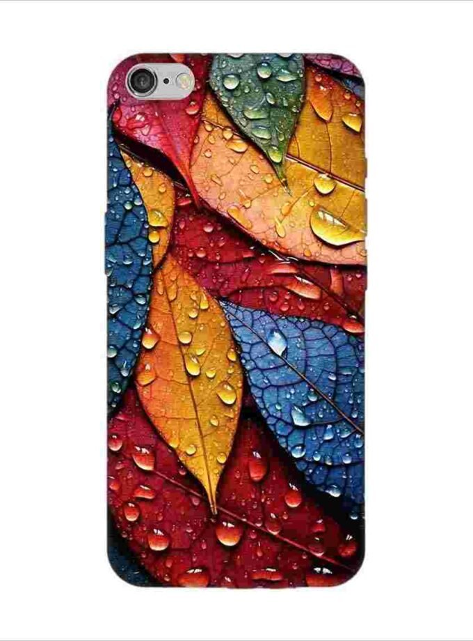Apple Iphone 6S Logo Cut Back Case Covers Close Up Bunch Colorful Leaves With Water Droplets Generative Ai