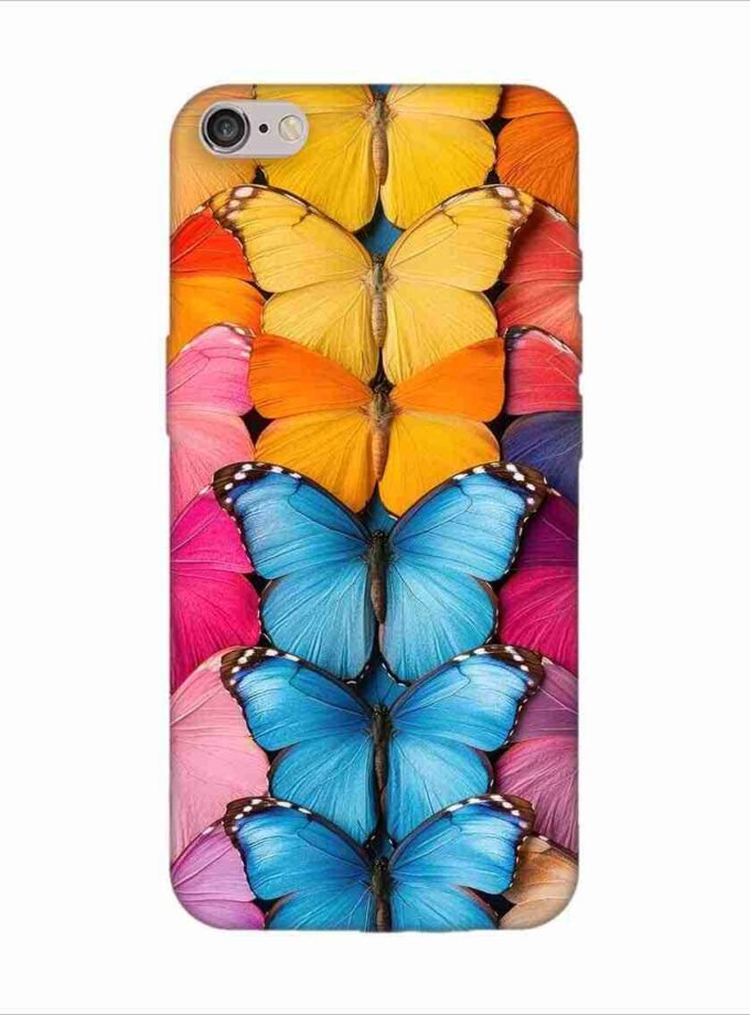 Apple Iphone 6S Logo Cut Back Case Covers Closeup Colorful Butterfly Collection Display