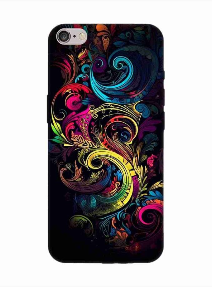 Apple Iphone 6S Logo Cut Back Case Covers Colorful Poster With Swirly Pattern