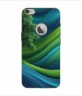 Apple Iphone 6S Plus Logo Cut Back Case Covers Blue Green Abstract Background With Pattern Waves Tree