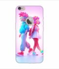 Apple Iphone 6S Plus Logo Cut Back Case Covers Cartoon Characters Walking Pink Background With Blue Background Generative Ai