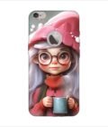 Apple Iphone 6S Plus Logo Cut Back Case Covers Cartoon Girl With Glasses Pink Hat Holding Cup Generative Ai