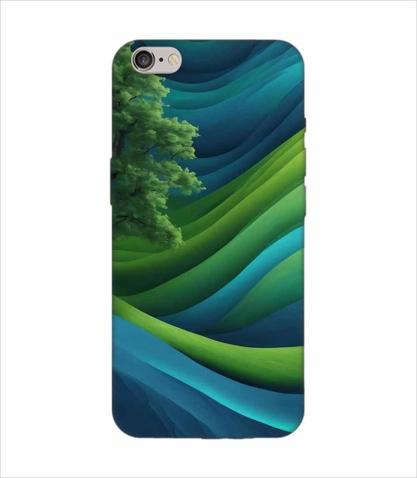 Apple Iphone 6S Plus Back Case Covers Blue Green Abstract Background With Pattern Waves Tree