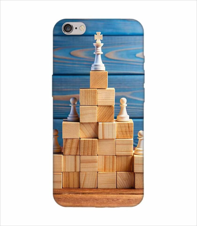 Apple Iphone 6S Plus Back Case Covers Business Hierarchy Ranking Strategy Concept With Chess Pieces Standing Pyramid Wooden Building Blocks With King Top With Copy Space