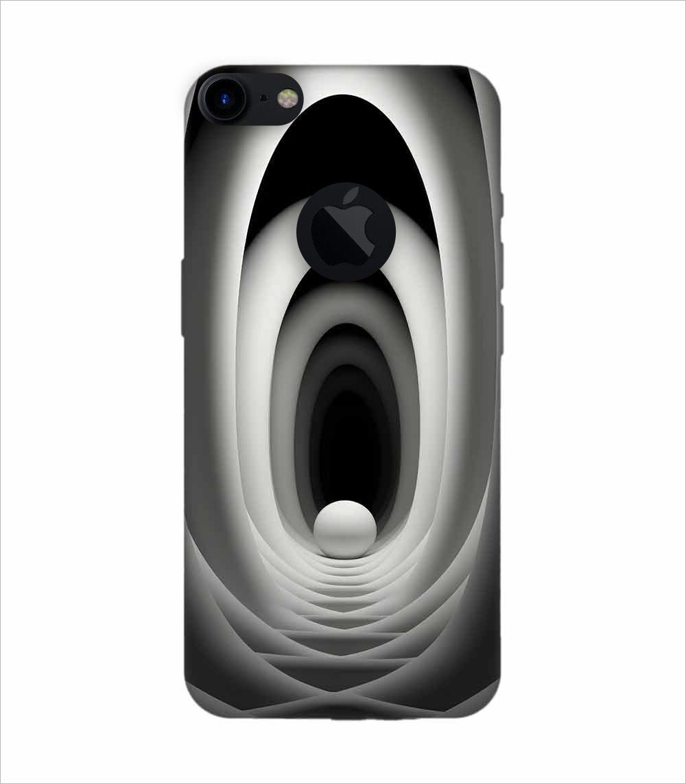 Apple Iphone 7 Logo Cut Back Case Covers Abstract Black 3D Background