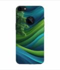 Apple Iphone 7 Logo Cut Back Case Covers Blue Green Abstract Background With Pattern Waves Tree