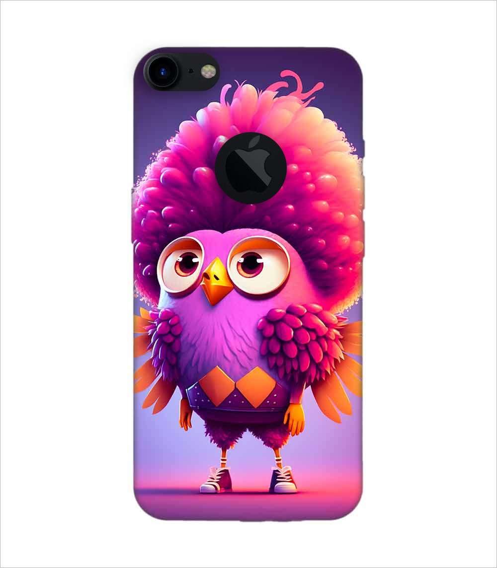 Apple Iphone 7 Logo Cut Back Case Covers Cartoon Character With Pink Bird Its Head