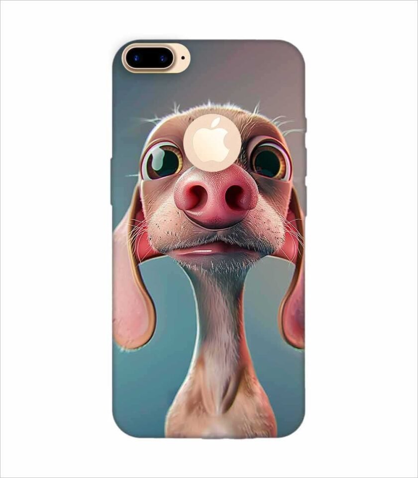 Apple Iphone 7 Plus Logo Cut Back Case Covers 3D Cartoon Style Dachshund Pink Nose Rich Expressions