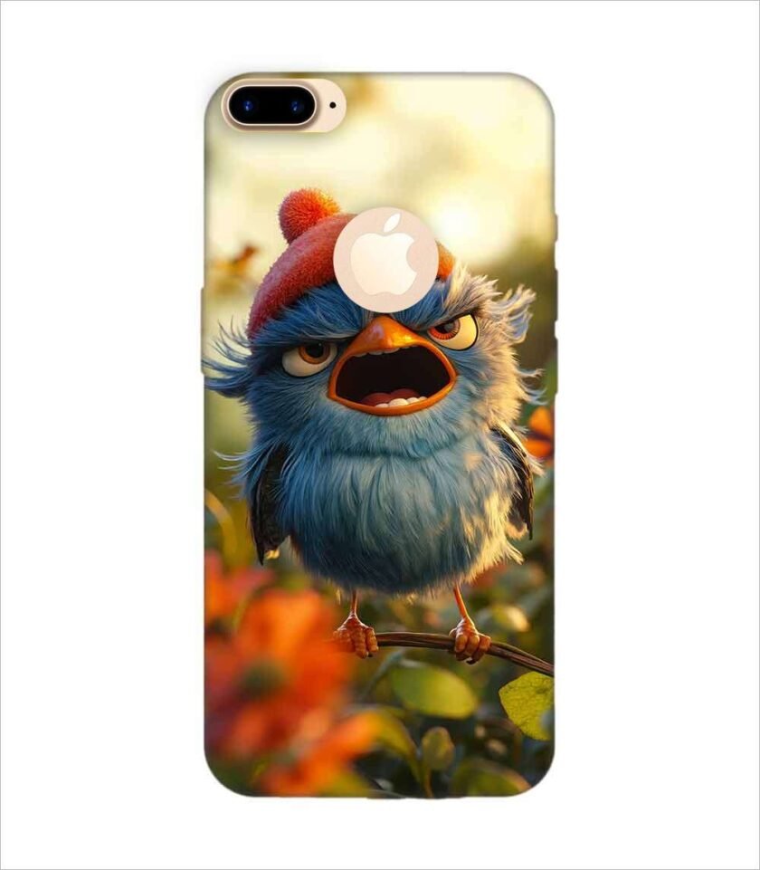Apple Iphone 7 Plus Logo Cut Back Case Covers Blue Bird With Red Beret Sitting Branch Field Flowers