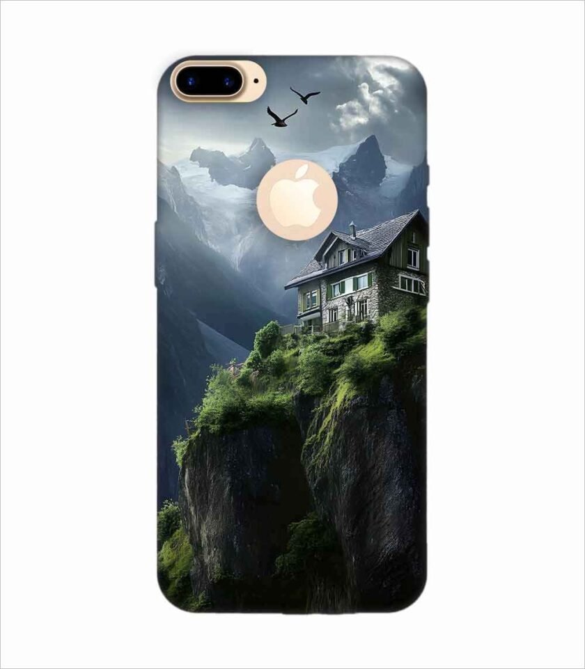Apple Iphone 7 Plus Logo Cut Back Case Covers Charming Stone House Sits Perched High Atop Mountain Cliff With Snowcapped Peaks Distance