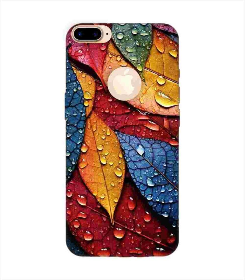 Apple Iphone 7 Plus Logo Cut Back Case Covers Close Up Bunch Colorful Leaves With Water Droplets Generative Ai