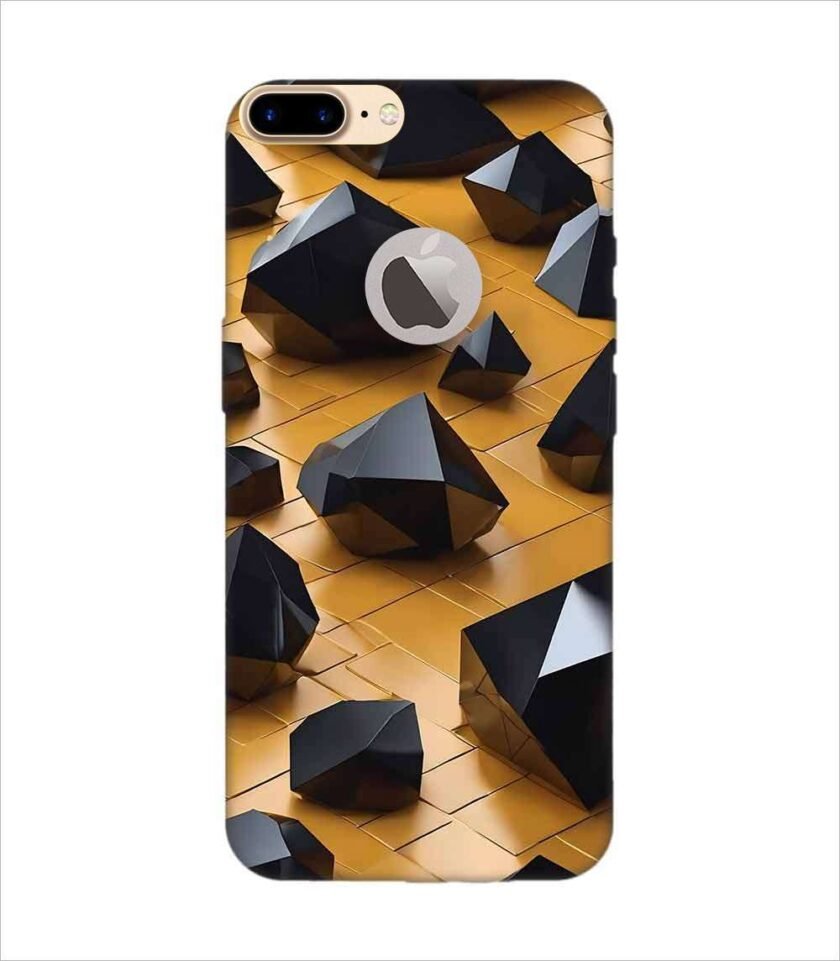 Apple Iphone 7 Plus Back Case Covers Abstract 3D Rendering Black Surface Background With Futuristic Low Poly Shape
