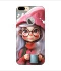 Apple Iphone 7 Plus Back Case Covers Cartoon Girl With Glasses Pink Hat Holding Cup Generative Ai