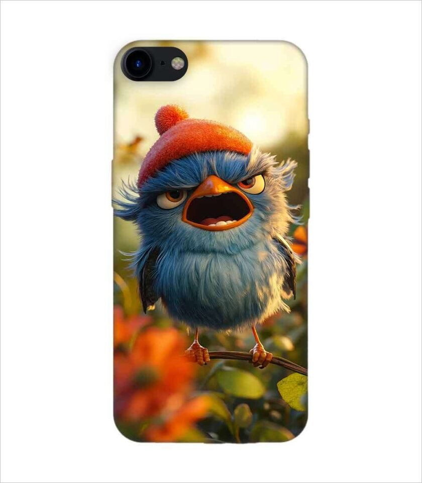Apple Iphone 7 Back Case Covers Blue Bird With Red Beret Sitting Branch Field Flowers