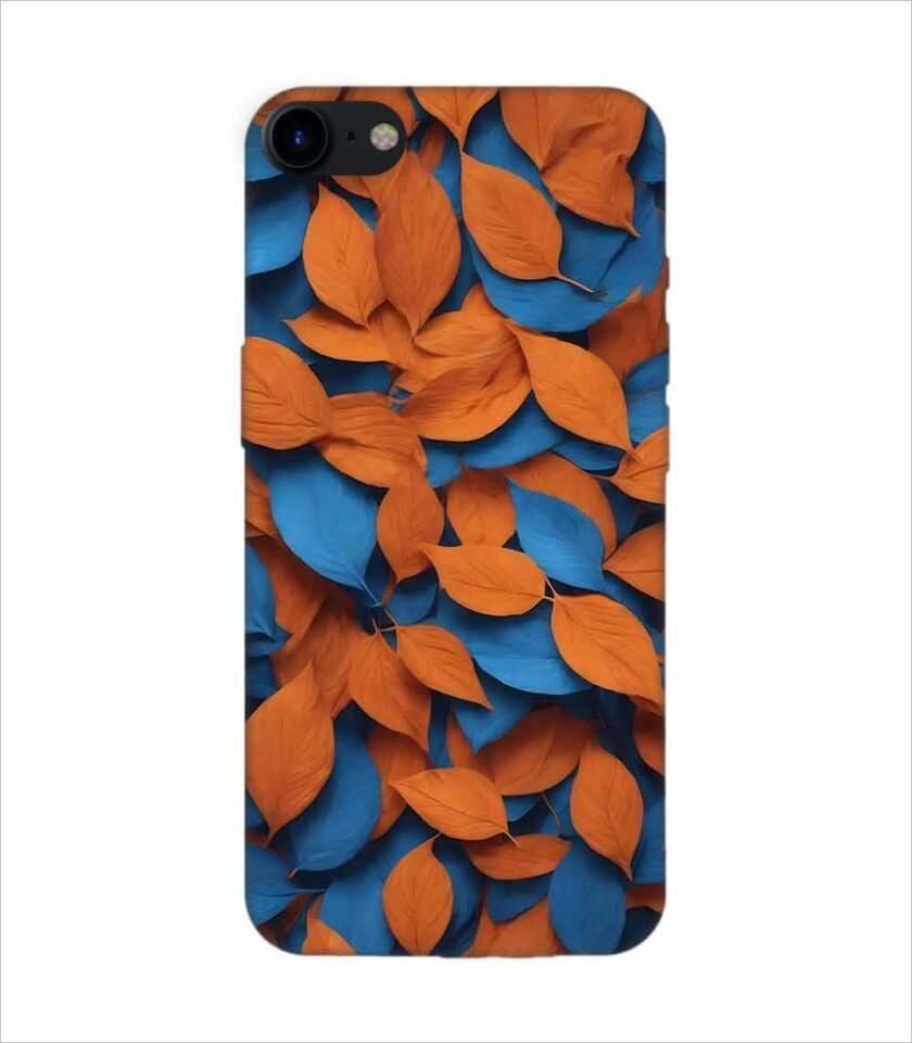 Apple Iphone 7 Back Case Covers Close Up Bunch Orange Blue Leaves Generative Ai