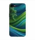 Apple Iphone 8 Plus Back Case Covers Blue Green Abstract Background With Pattern Waves Tree
