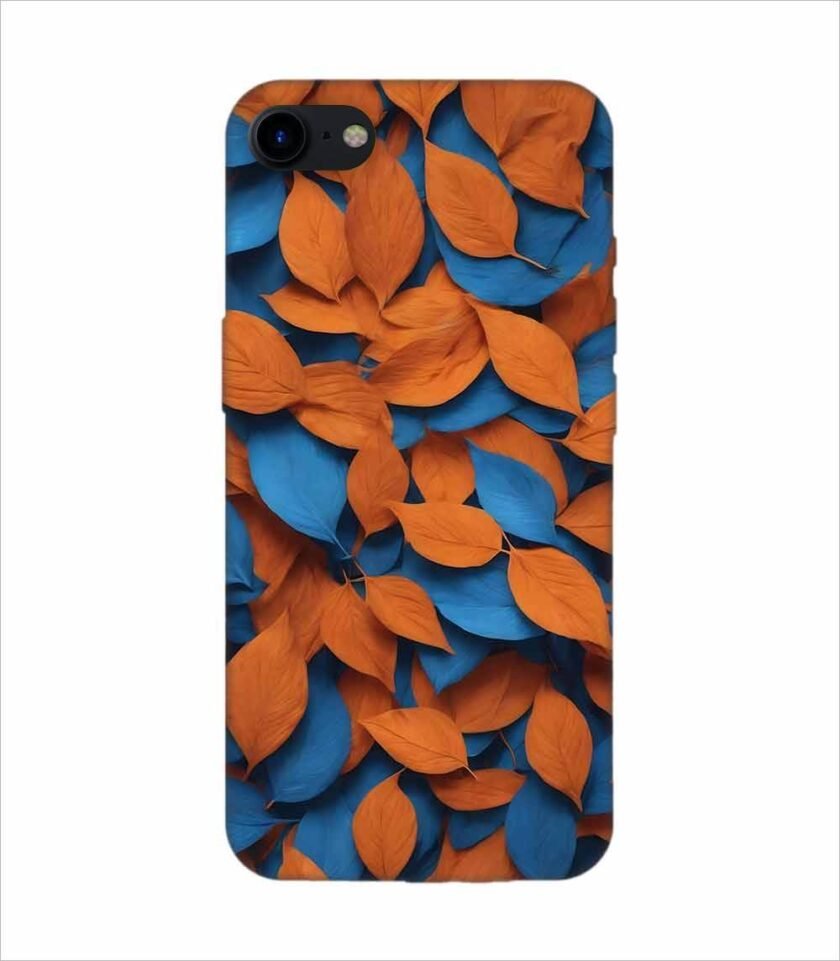 Apple Iphone 8 Plus Back Case Covers Close Up Bunch Orange Blue Leaves Generative Ai