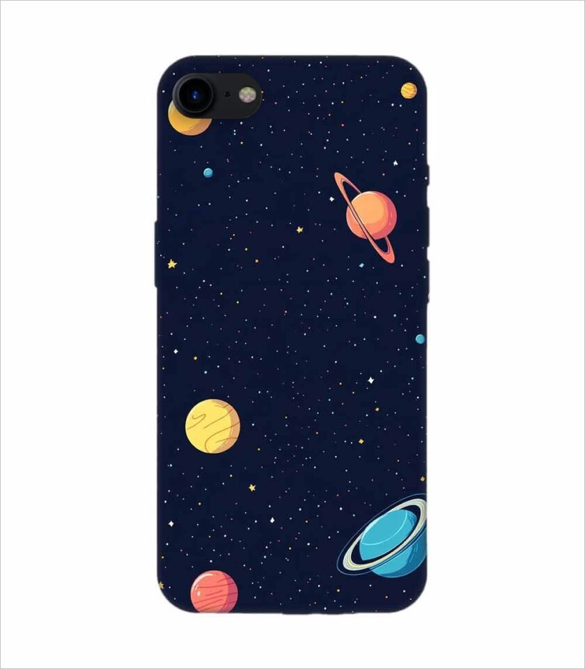 Apple Iphone 8 Plus Back Case Covers Colorful Planets Stars Space Galaxy Background Illustration
