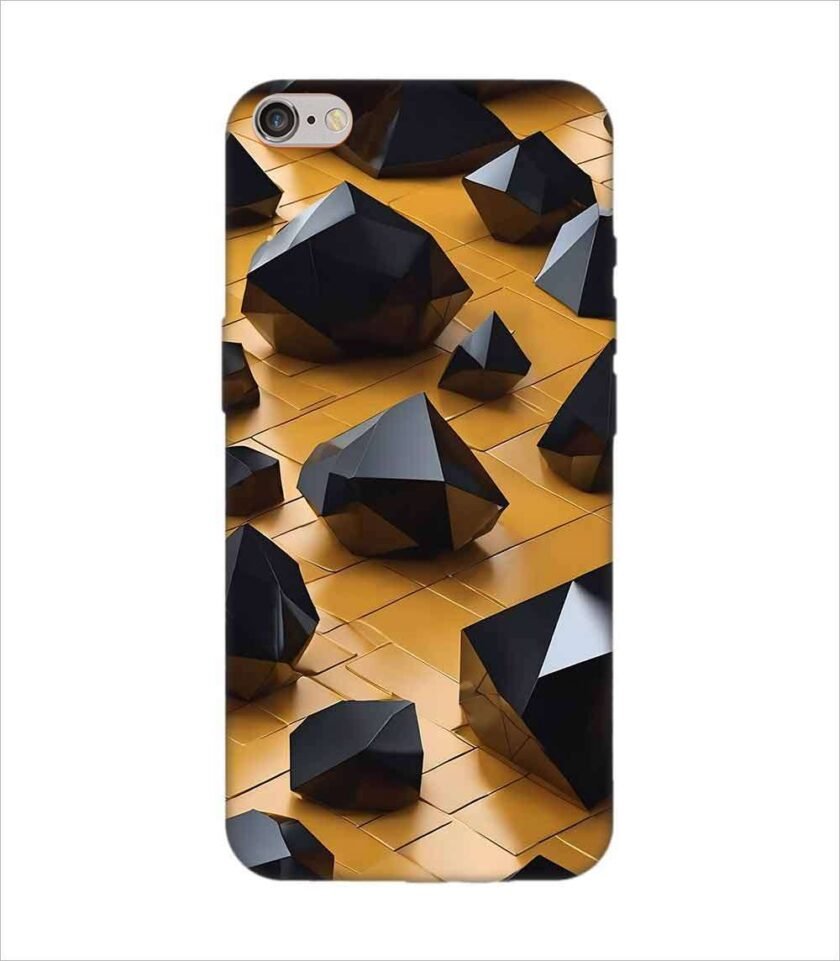 Apple Iphone 8 Back Case Covers Abstract 3D Rendering Black Surface Background With Futuristic Low Poly Shape