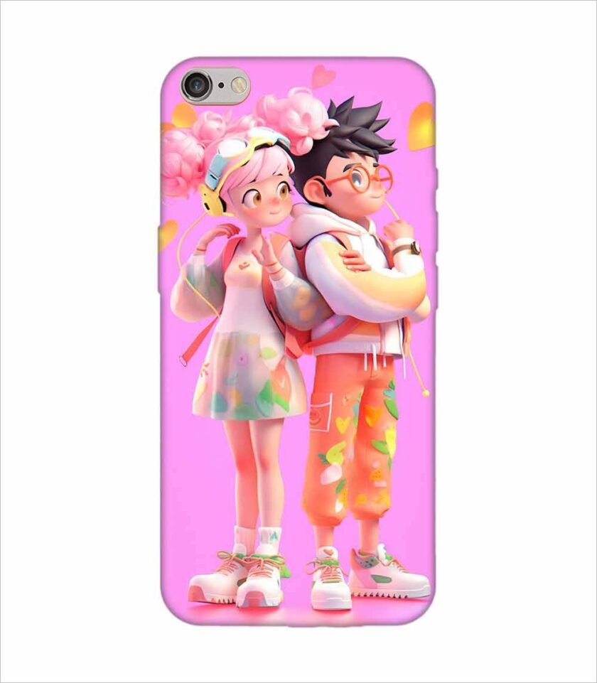 Apple Iphone 8 Back Case Covers Cartoon Couple Young Man Woman With Balloons Life Preserver Generative Ai