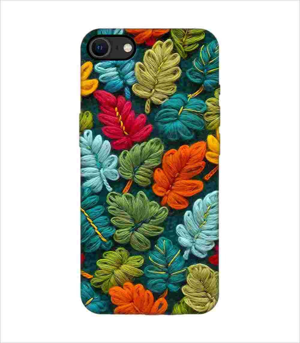 Apple Iphone Se Back Case Covers Abstract Technology Fractal Background With Neon Plant Pattern Dark Background Illustration