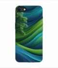 Apple Iphone Se Back Case Covers Blue Green Abstract Background With Pattern Waves Tree