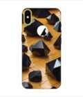 Apple Iphone X Logo Cut Back Case Covers Abstract 3D Rendering Black Surface Background With Futuristic Low Poly Shape