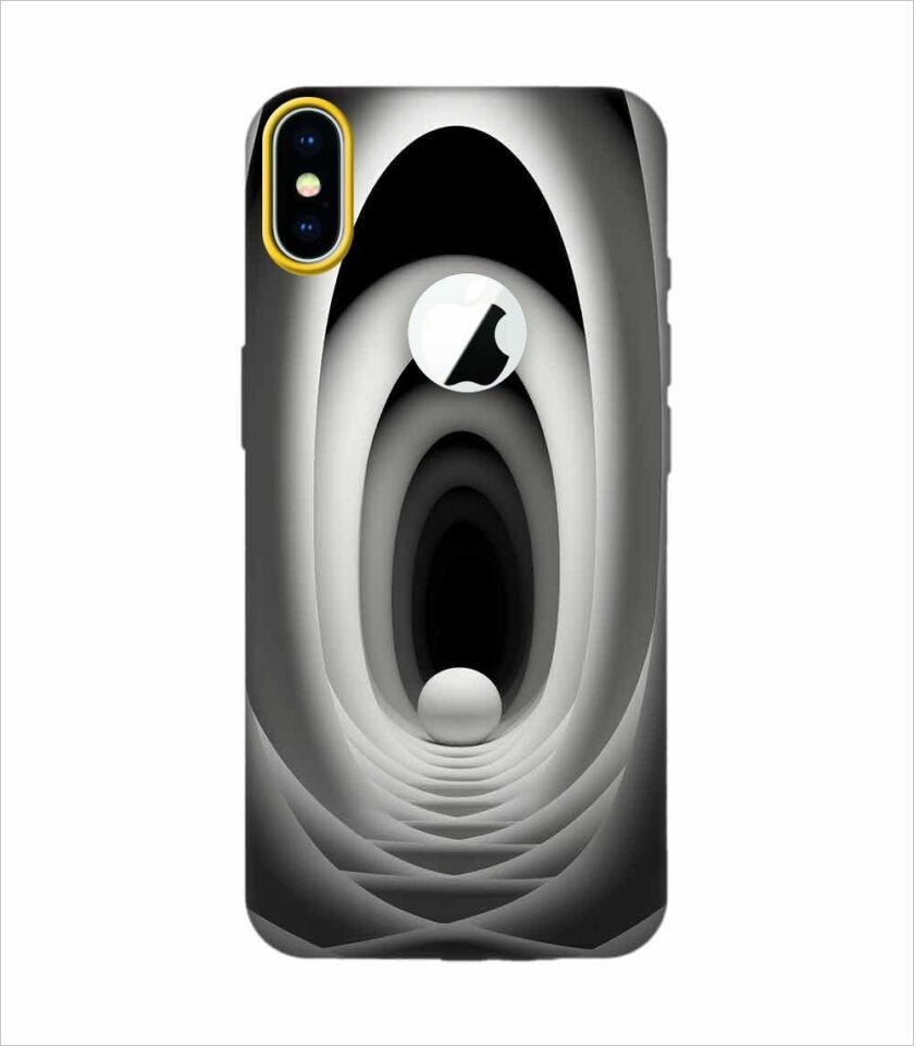 Apple Iphone X Logo Cut Back Case Covers Abstract Black 3D Background