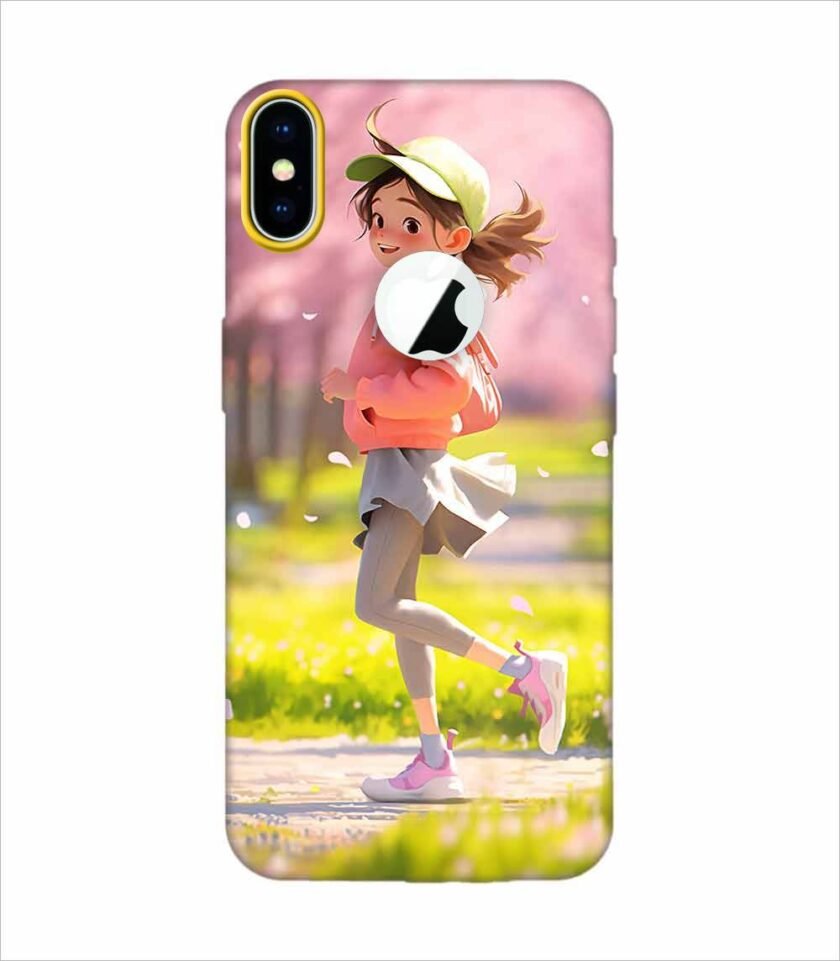 Apple Iphone X Logo Cut Back Case Covers Beginning Spring Illustration 3D Illustration Girl Running Spring