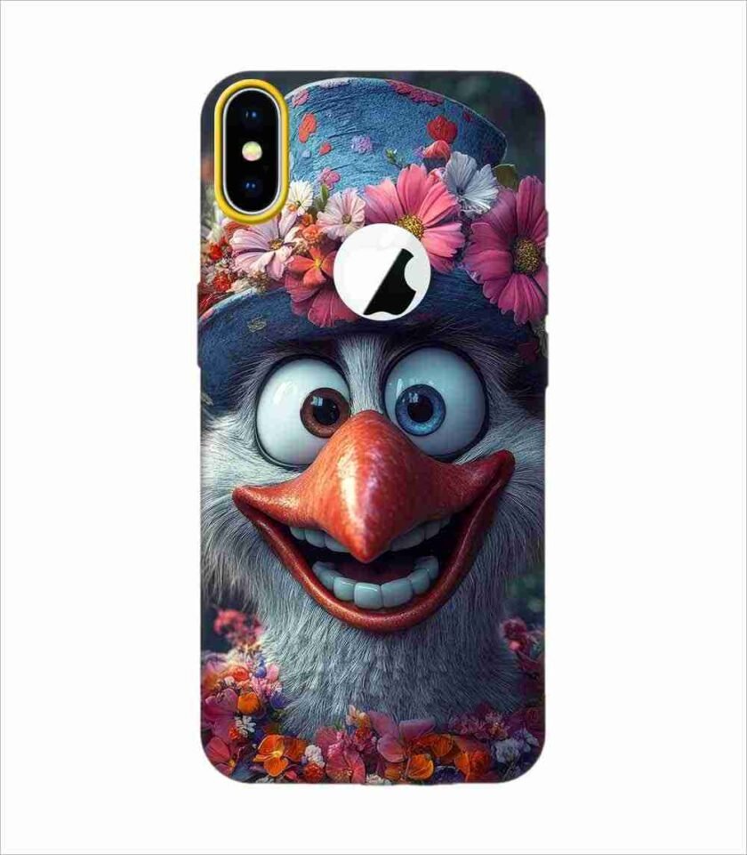 Apple Iphone X Logo Cut Back Case Covers Bird With Flower Its Head Bird With Flower Its Mouth