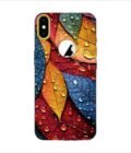 Apple Iphone X Logo Cut Back Case Covers Close Up Bunch Colorful Leaves With Water Droplets Generative Ai
