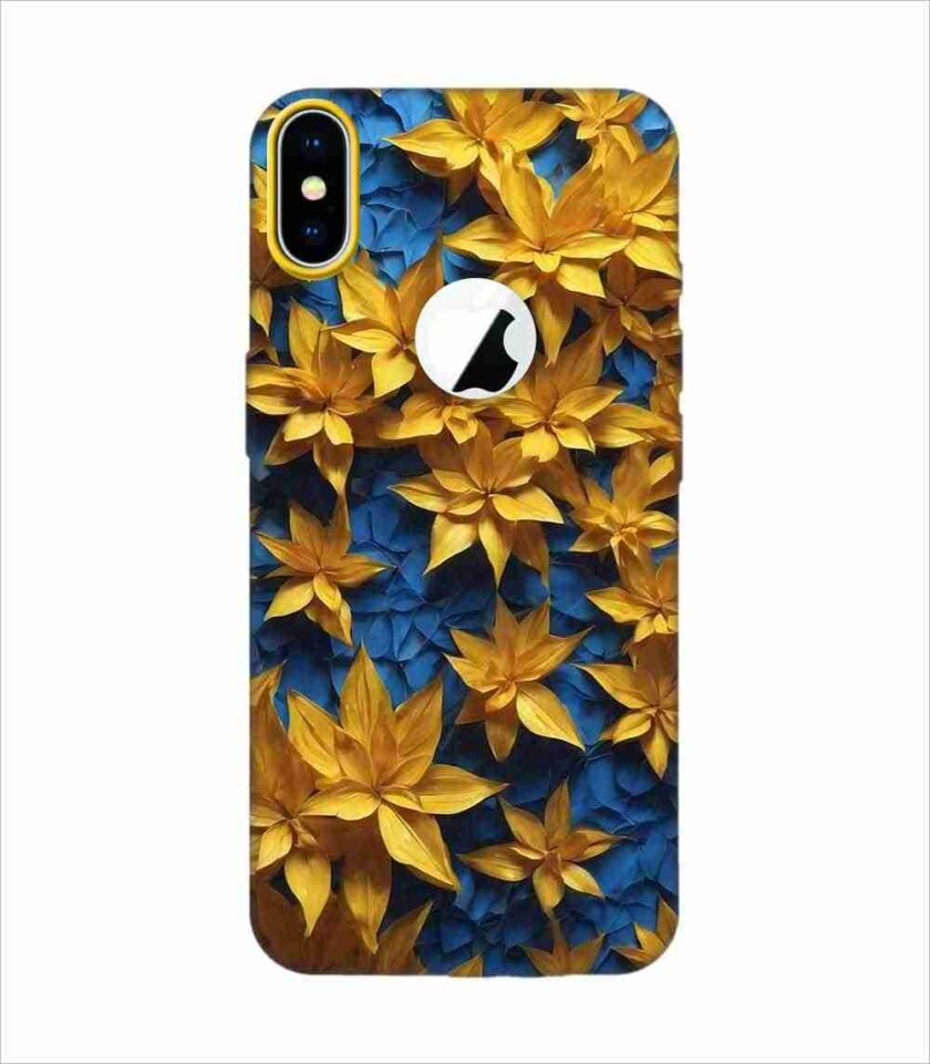 Apple Iphone X Logo Cut Back Case Covers Colorful Background With Blue Yellow Background