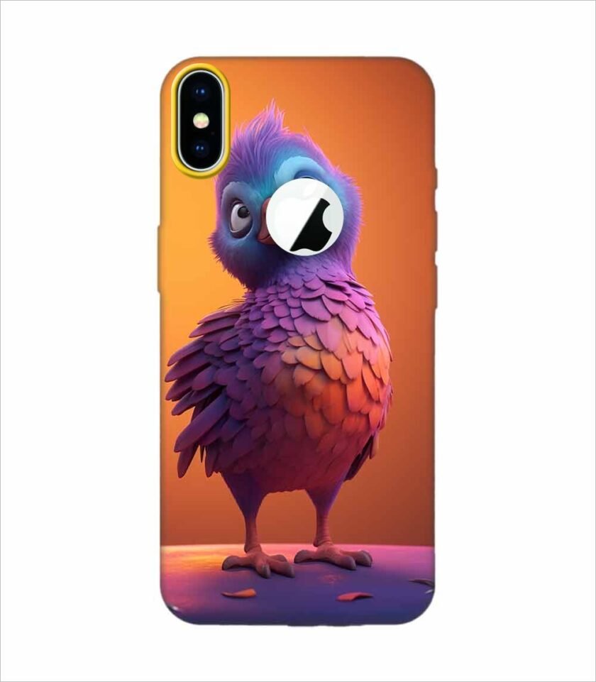 Apple Iphone X Logo Cut Back Case Covers Colorful Bird Is Standing Table Generative Ai Image