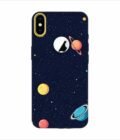 Apple Iphone X Logo Cut Back Case Covers Colorful Planets Stars Space Galaxy Background Illustration