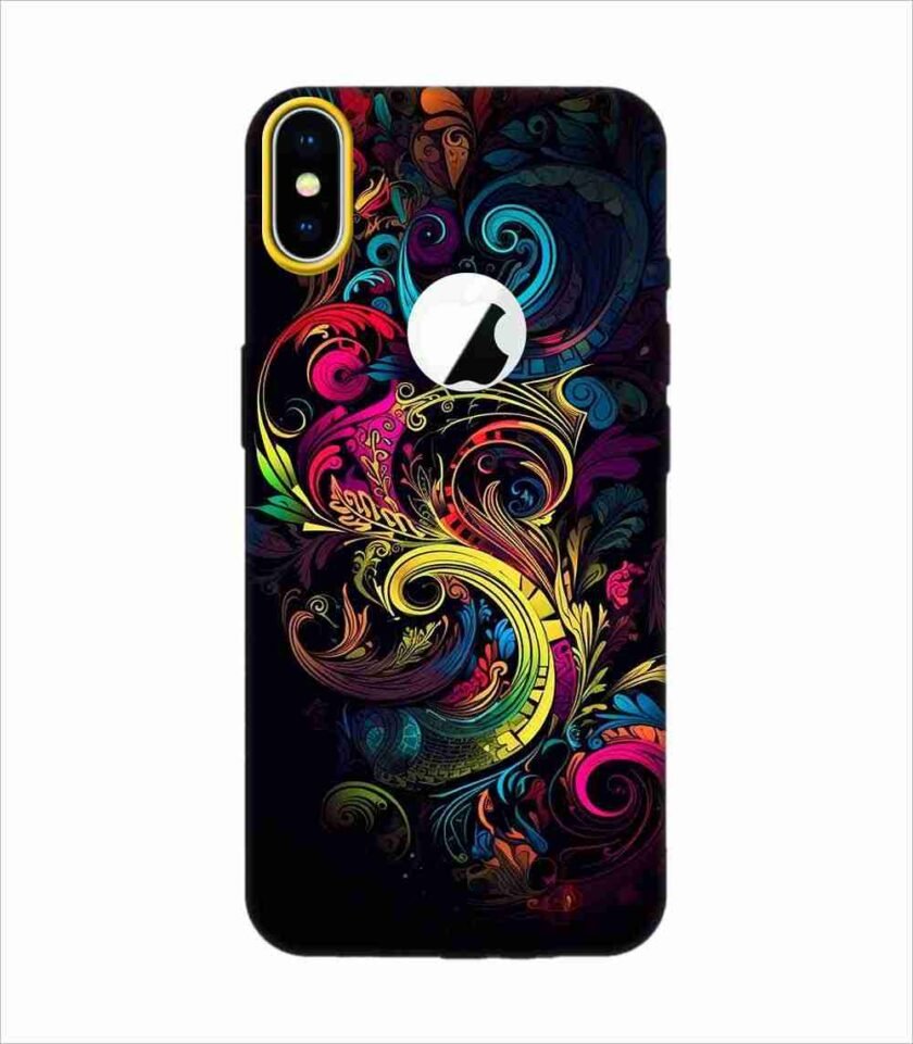 Apple Iphone X Logo Cut Back Case Covers Colorful Poster With Swirly Pattern