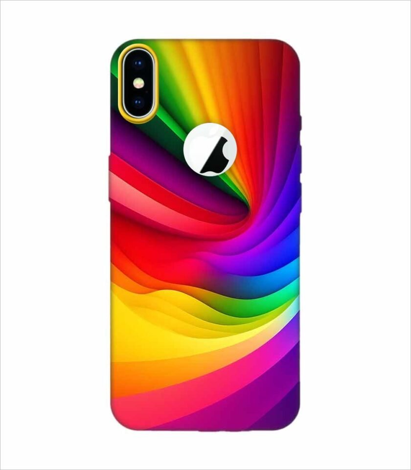 Apple Iphone X Logo Cut Back Case Covers Colorful Rainbow Gradient Background Design Shades Light Wallpaper Abstract Geometric Shapes