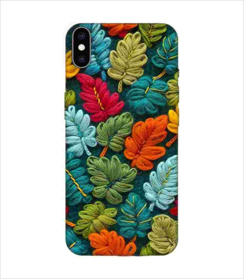Apple Iphone X Back Case Covers Abstract Technology Fractal Background With Neon Plant Pattern Dark Background Illustration