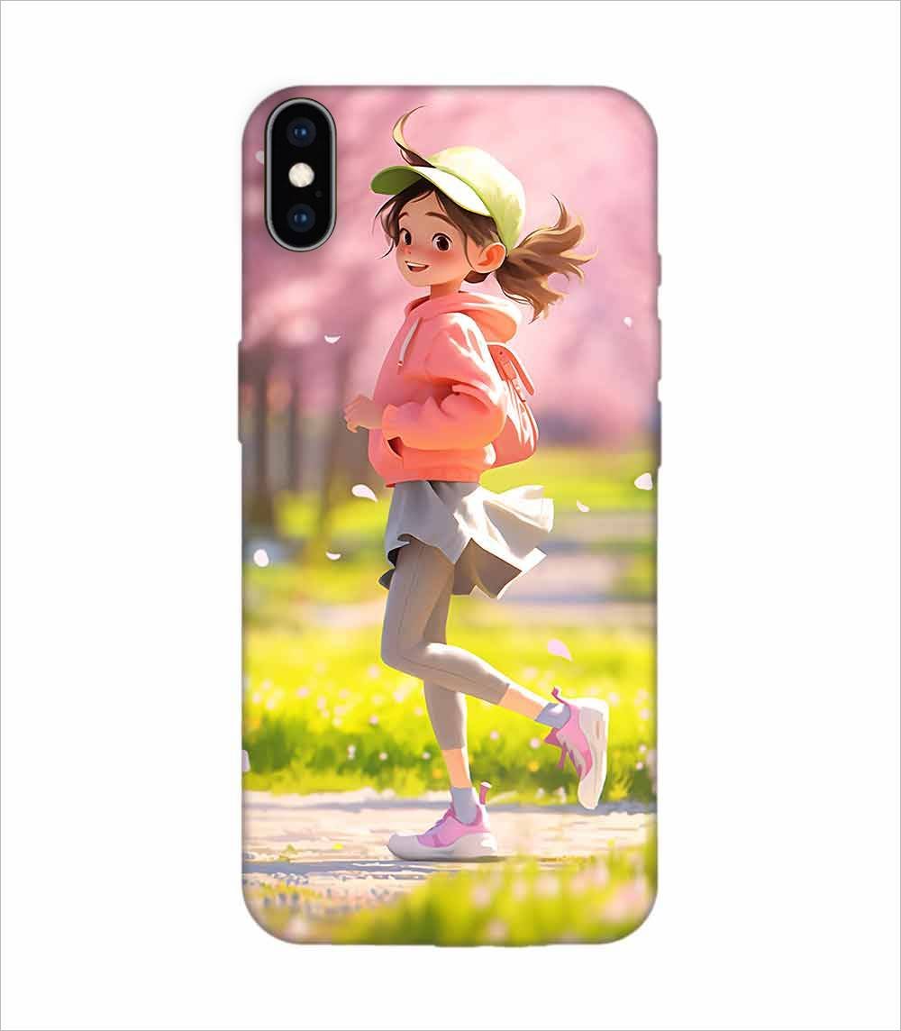 Apple Iphone X Back Case Covers Beginning Spring Illustration 3D Illustration Girl Running Spring