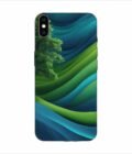 Apple Iphone X Back Case Covers Blue Green Abstract Background With Pattern Waves Tree
