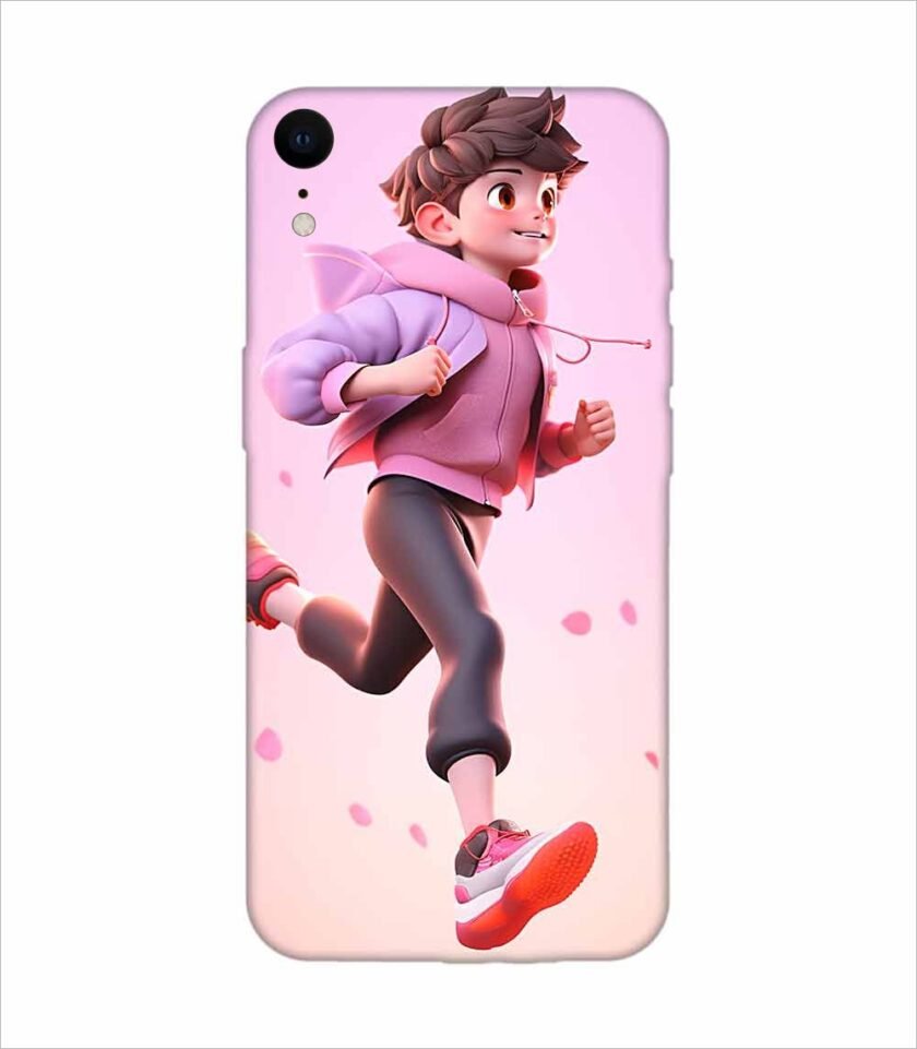 Apple Iphone Xr Back Case Covers 3D Illustration Child Running Spring Concept Illustration Childrens Cartoon Outdoor