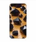 Apple Iphone Xr Back Case Covers Abstract 3D Rendering Black Surface Background With Futuristic Low Poly Shape