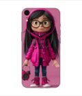 Apple Iphone Xr Back Case Covers Adorable Animated Girl Character Pink Hoodie Glasses Holding Alarm Clock Pink Background