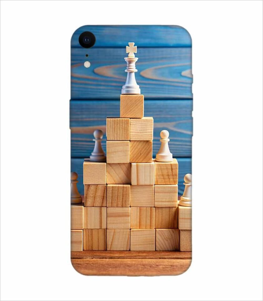 Apple Iphone Xr Back Case Covers Business Hierarchy Ranking Strategy Concept With Chess Pieces Standing Pyramid Wooden Building Blocks With King Top With Copy Space