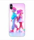 Apple Iphone Xs Max Logo Cut Back Case Covers Cartoon Characters Walking Pink Background With Blue Background Generative Ai