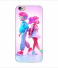 Apple Iphone Xs Back Case Covers Cartoon Characters Walking Pink Background With Blue Background Generative Ai